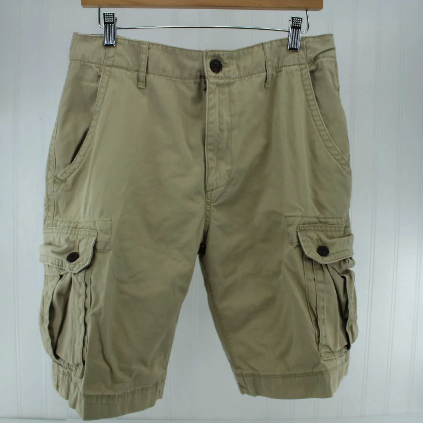 Arizona 100% Cotton Khaki Cargo Pants Size 32 Inseam 9-1/2"