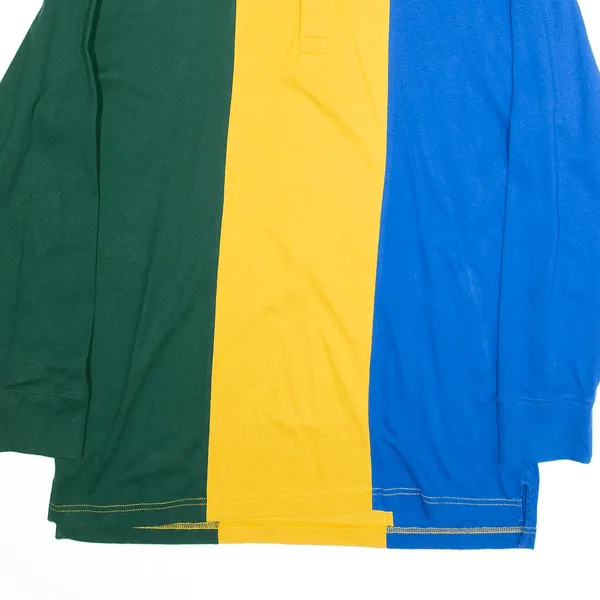 ARIZONA JEAN CO Yellow Colourblock Long Sleeve Polo Shirt Mens M