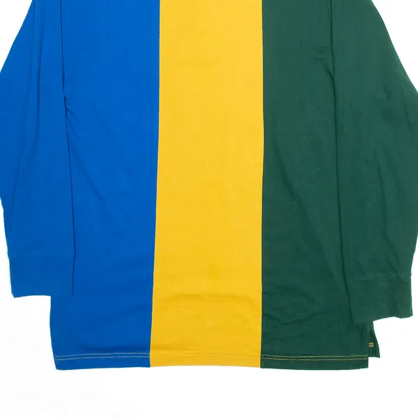 ARIZONA JEAN CO Yellow Colourblock Long Sleeve Polo Shirt Mens M