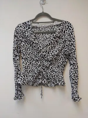 Black and white polka dot long sleeve shirt, Miss Selfridge, Size 10, 12