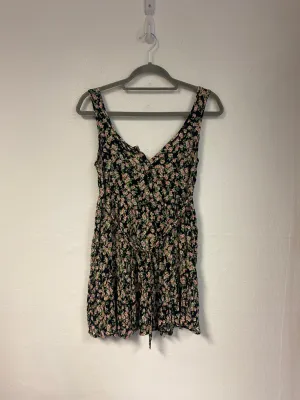Black ditsy floral frilly mini dress, Miss Selfridge, Size 6 (Viscose)