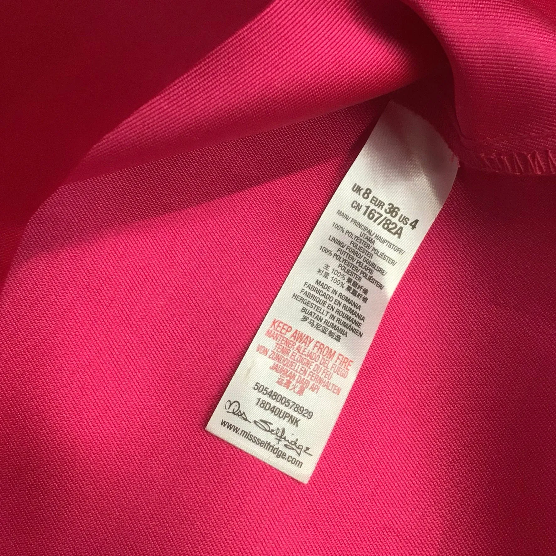 BNWT Miss Selfridge Bright Pink Short Strappy Skater Dress Size 8