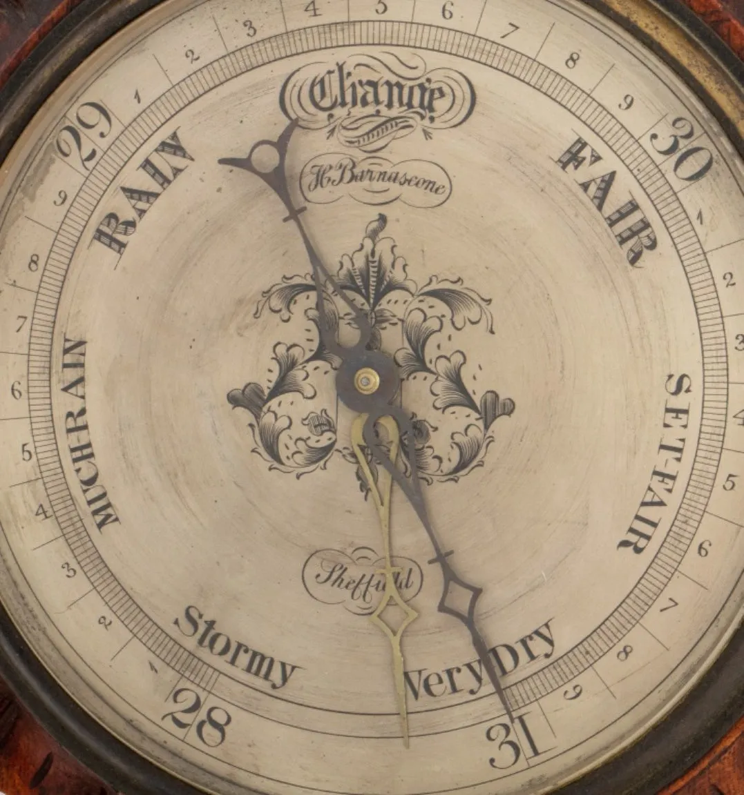 English H. Barnascone Sheffield Oak Barometer