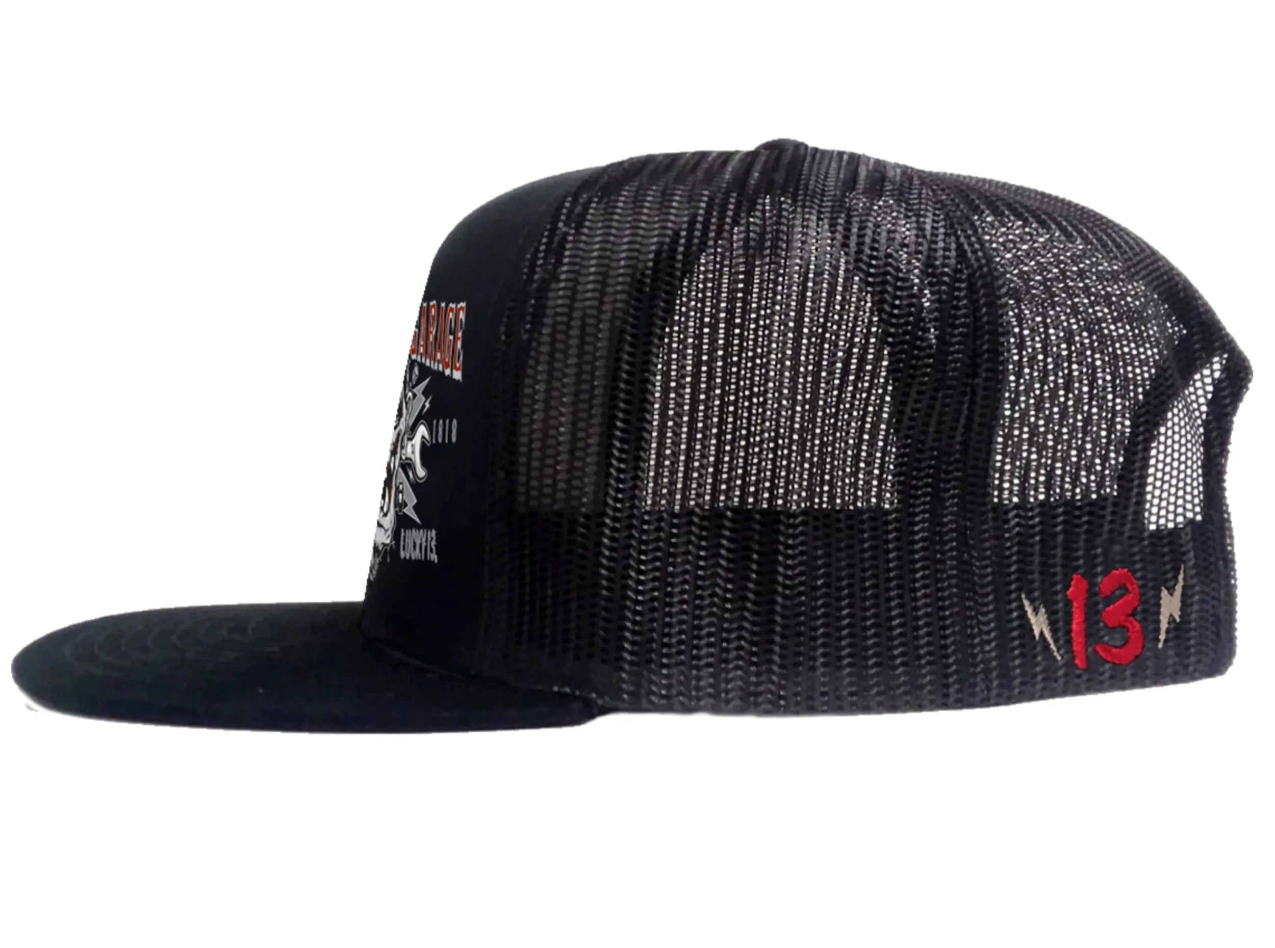 FRANKIE’S GARAGE Snapback Trucker Cap - BLACK