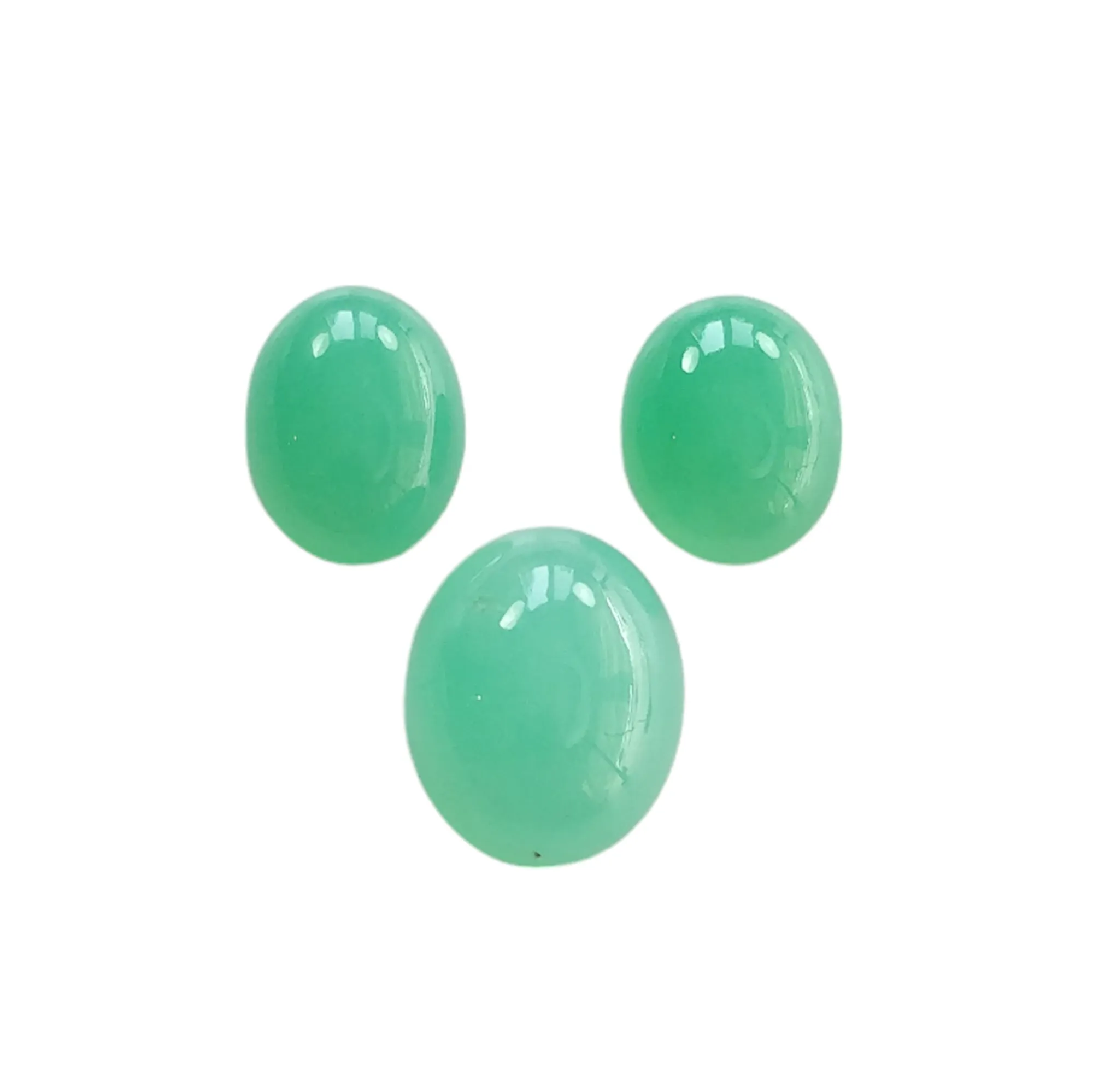 GREEN CHRYSOPRASE Gemstone Cabochon : Natural Untreated Unheated Chrysoprase Oval Egg Shape Set