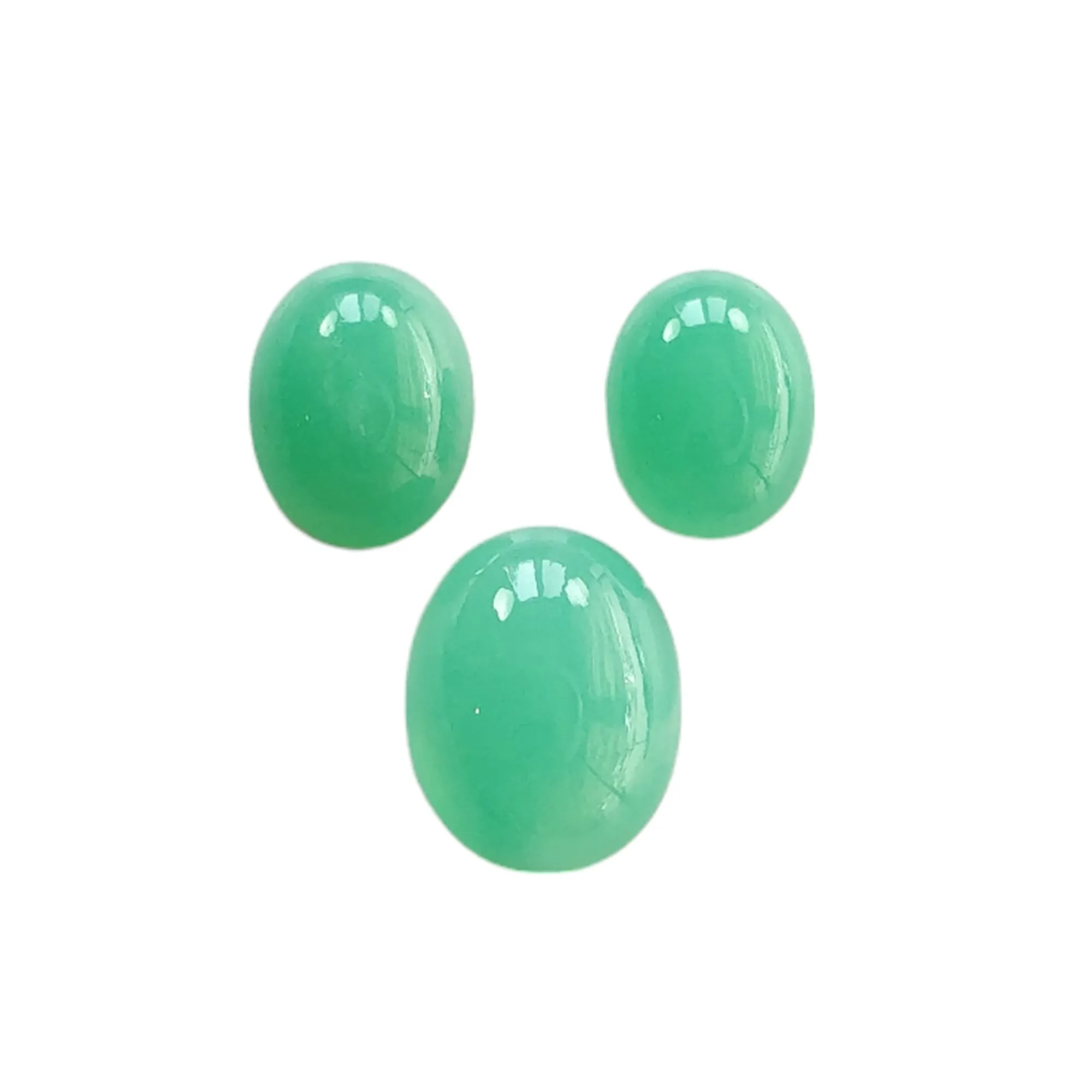 GREEN CHRYSOPRASE Gemstone Cabochon : Natural Untreated Unheated Chrysoprase Oval Egg Shape Set