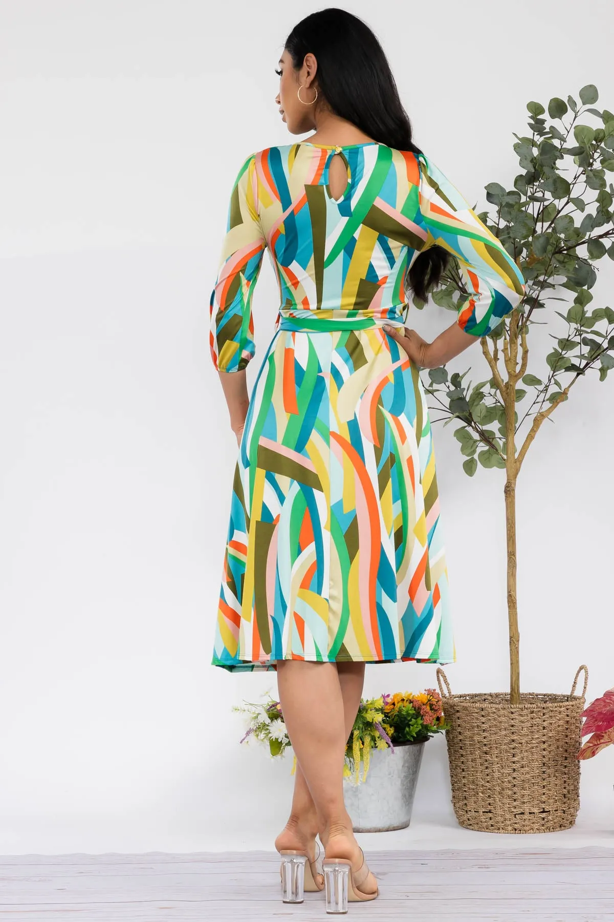 HH583X-RIBBON - SELF TIE MIDI DRESS