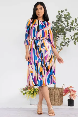 HH583X-RIBBON - SELF TIE MIDI DRESS