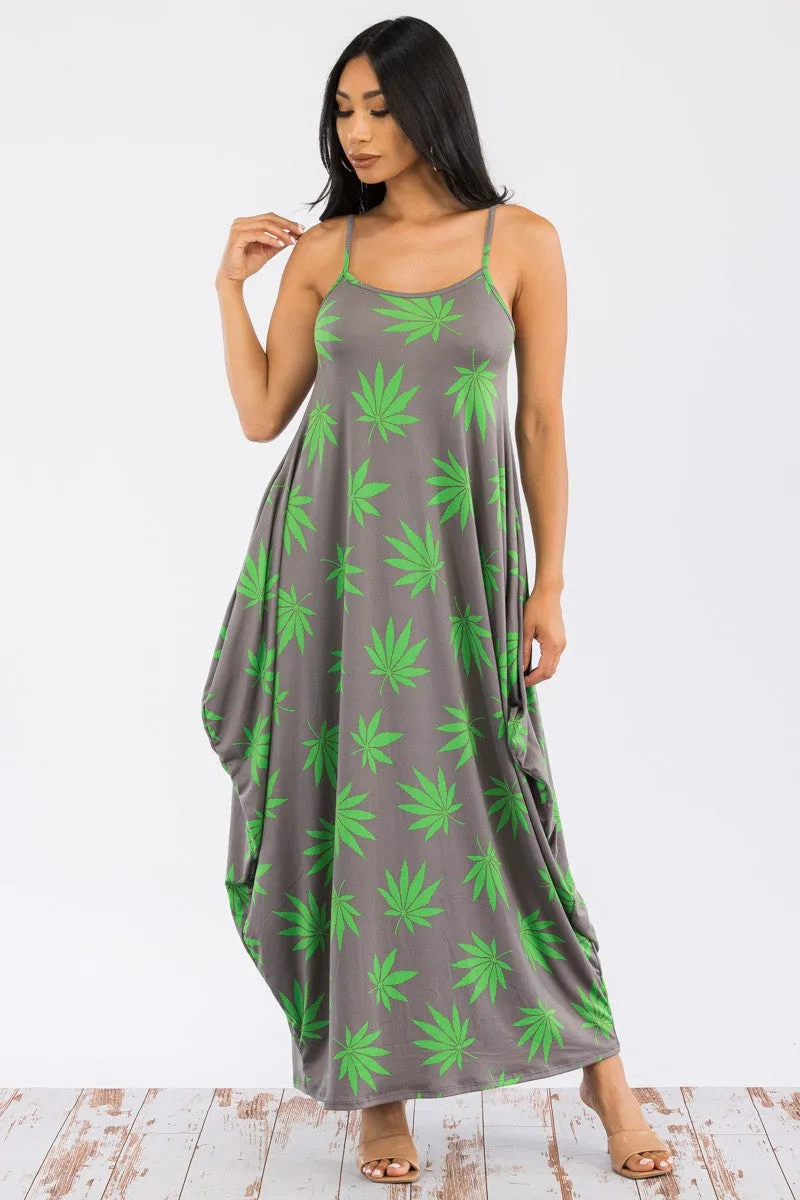 HH645R-MARI - CAMI MAXI DRESS WITH POCKETS