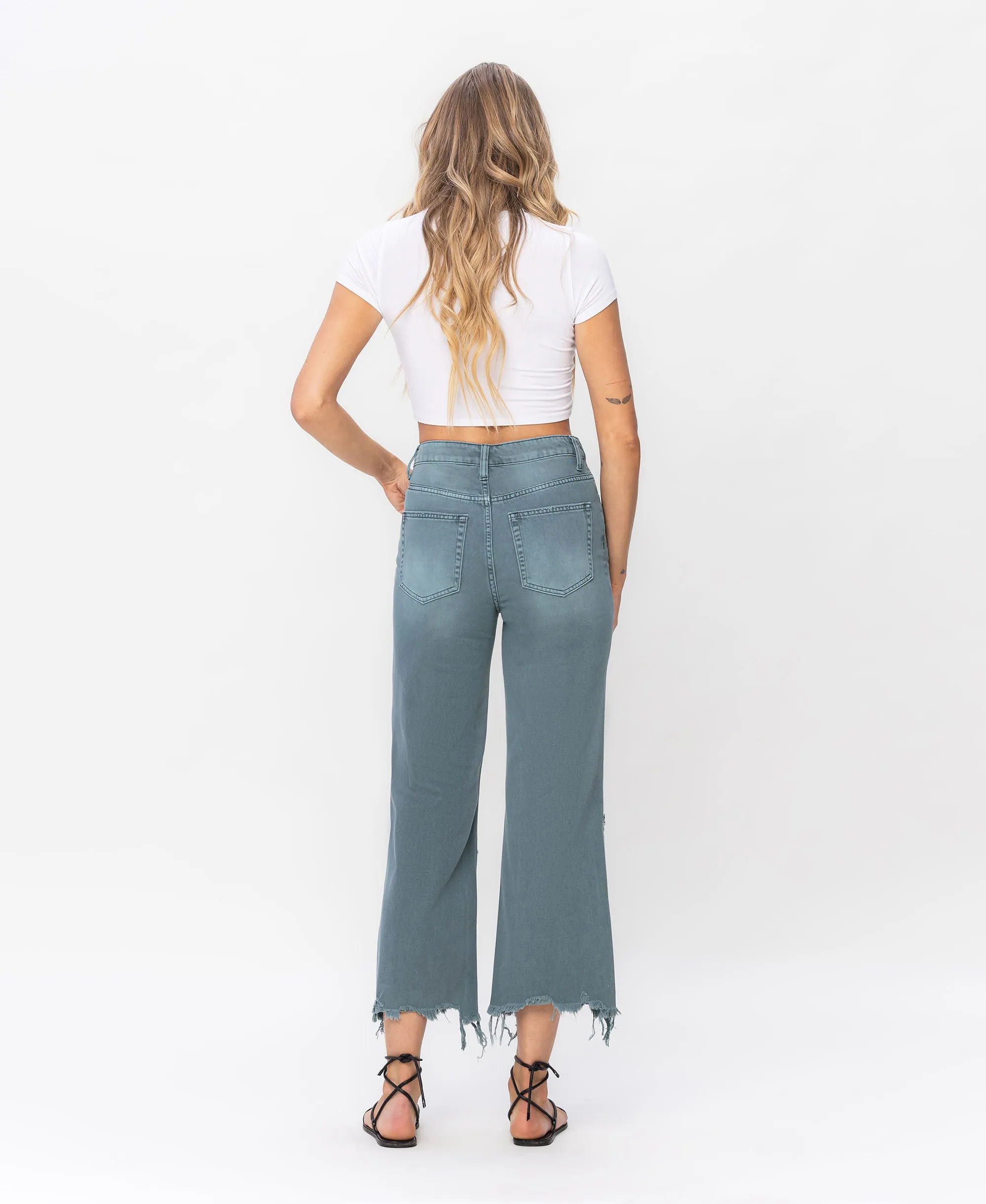 Mallard Green - Super High Rise 90s Vintage Crop Flare Jeans