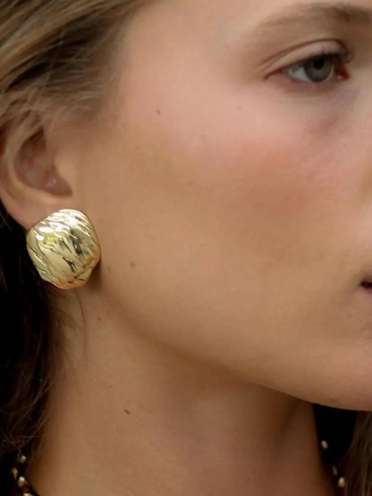 Oyster Disc Earrings: Brass   18K Gold Plating