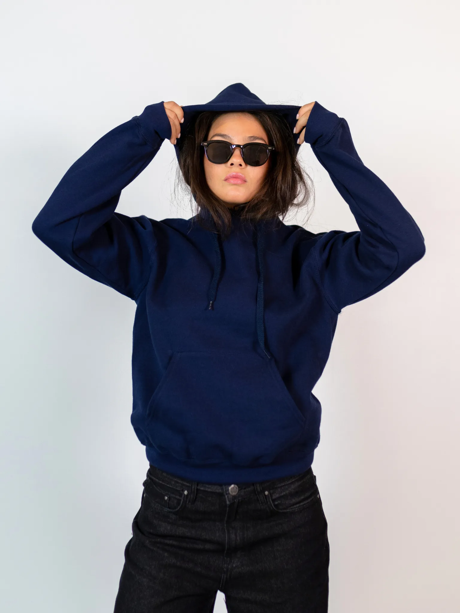 PLANET DISCO (blå) HOODIE (tryck på baksidan) - MARIN