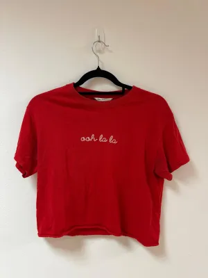 Red basic cropped t-shirt, Miss Selfridge, Size 6, 8