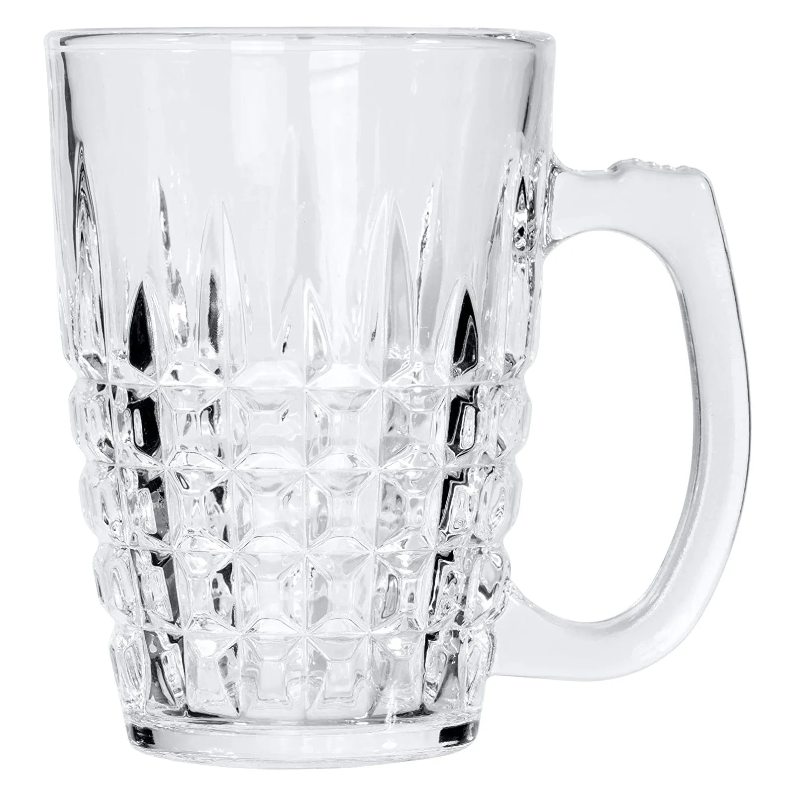 Red Co. 12 oz Clear Coffee Glass Mugs Set of 6 with Handle and Etched Pattern, Glass Cup Drinkware for Latte, Tea, or Juice