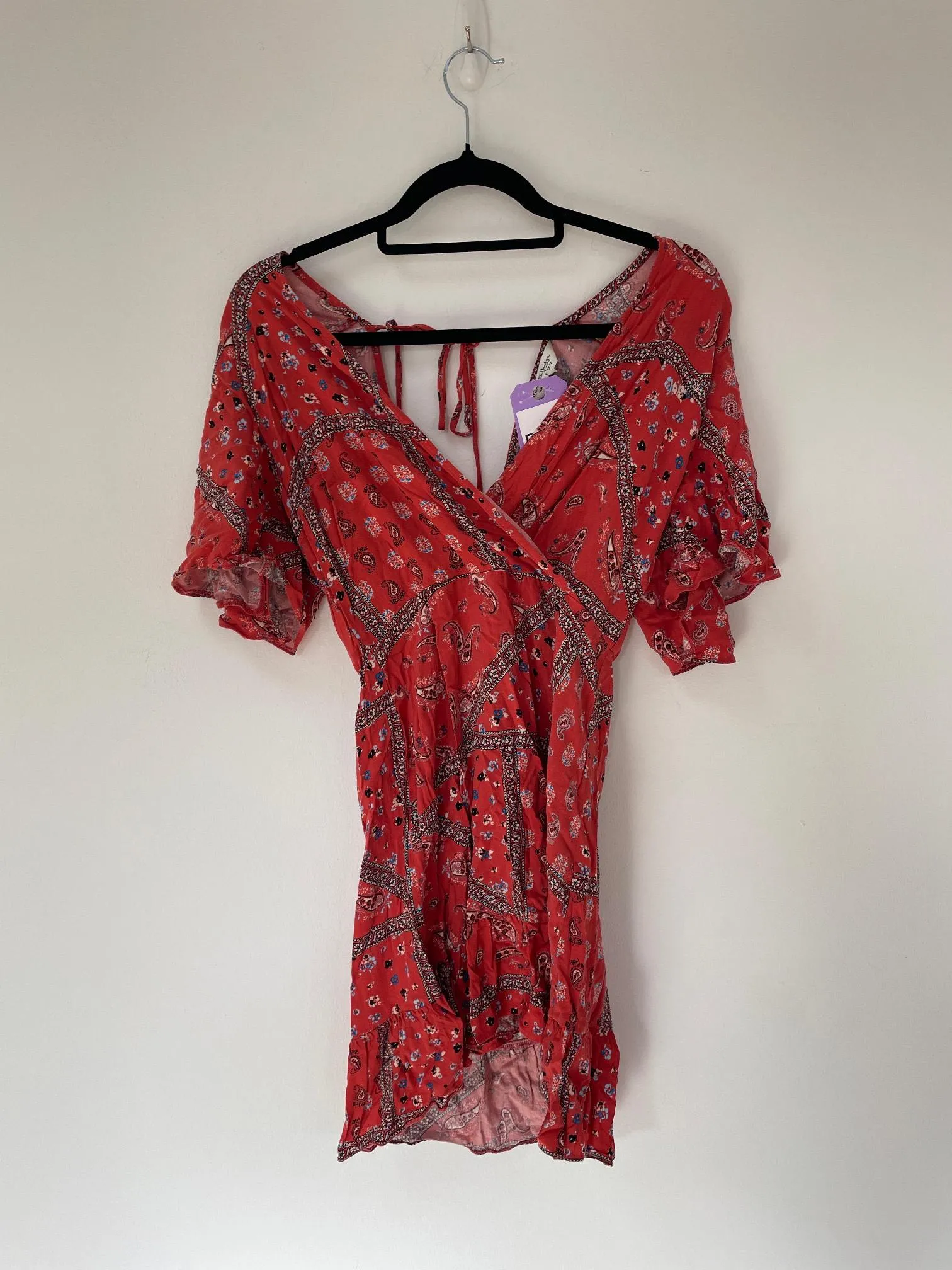 Red paisley mini dress, Miss Selfridge, Size 12 (Viscose)