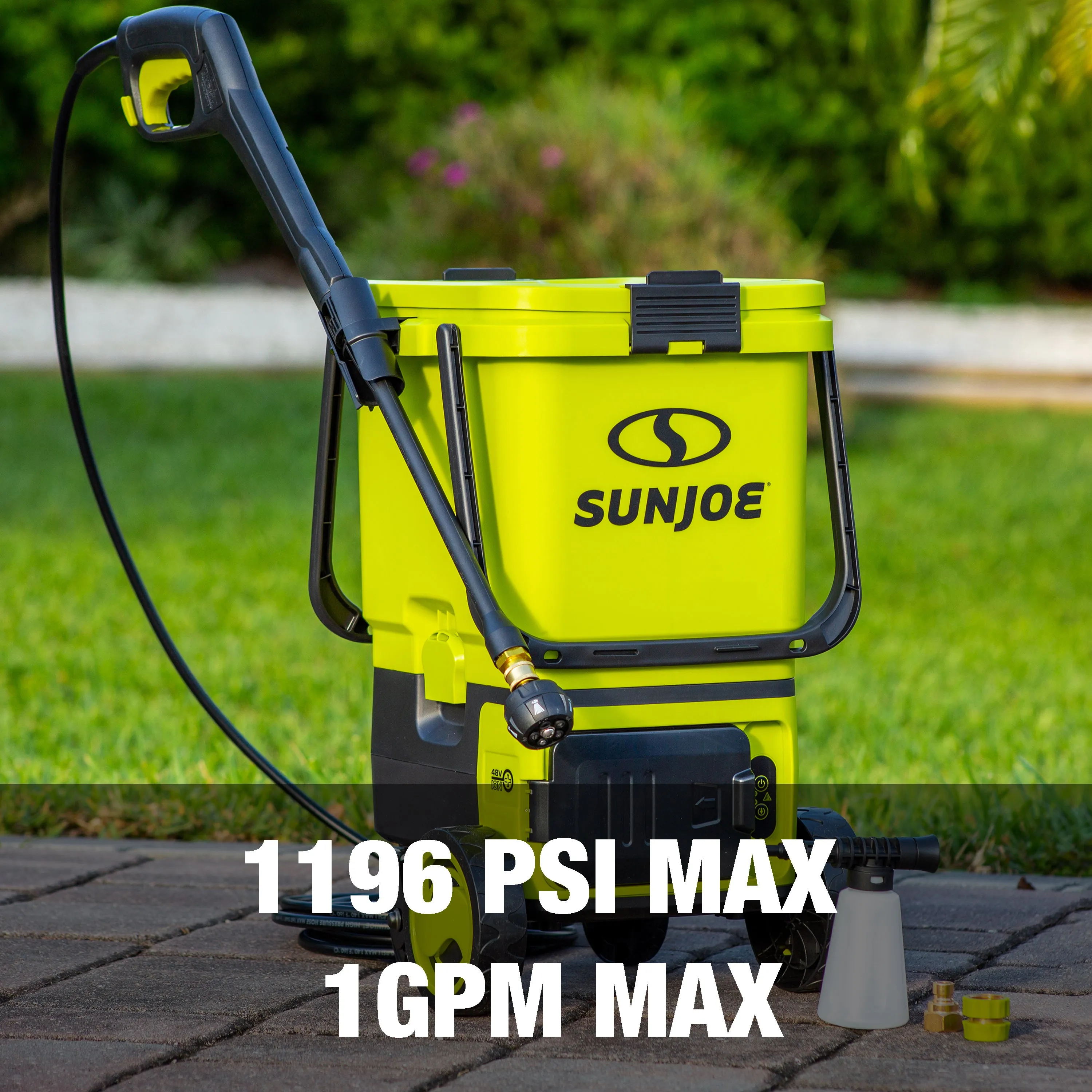 Sun Joe 24V-X2-PW1200 48-Volt IONMAX Cordless Portable Pressure Washer Kit | W/ 2 x 4.0-Ah Batteries   Charger